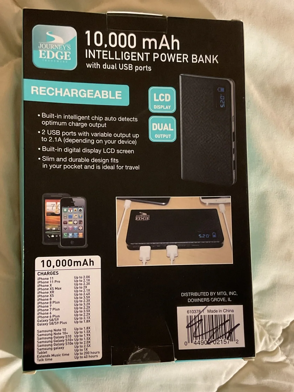 Black Portable Power Bank - Rechargeable USB Battery Pack
